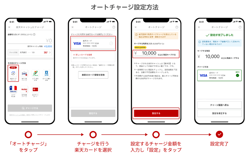 楽天ペイのオートチャージ設定方法