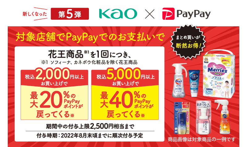 花王商品をPayPay支払いすると最大40％ポイント付与！【6/1からスタート】